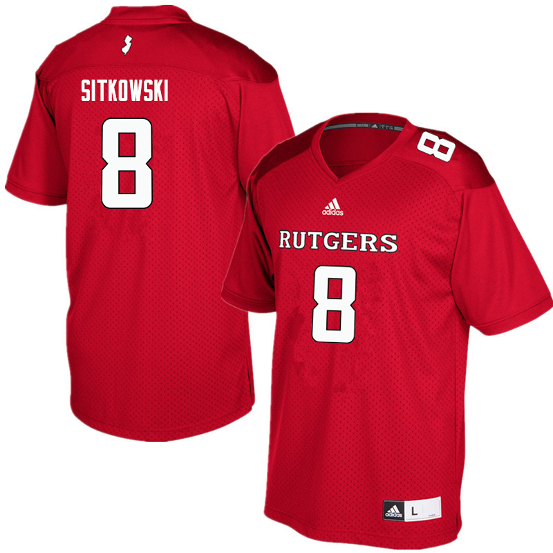 Men #8 Artur Sitkowski Rutgers Scarlet Knights College Football Jerseys Sale-Red